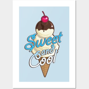 Sweet and cool ice cream cone with light blue Posters and Art